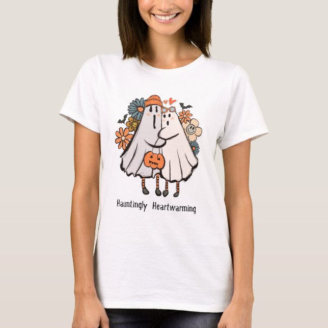 Hemlig uppvärmning av Cute Spöken Halloween Mugg T Shirt (Framsida)