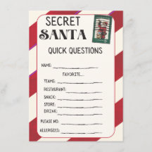 Hemliga Santa Questionnaire-kort