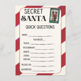 Hemliga Santa Questionnaire-kort Tilläggskort