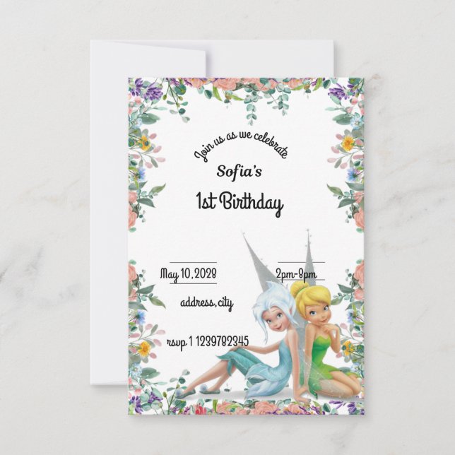 hemlighet för vingar 1:a födelsedag inbjudningar (Framsida)