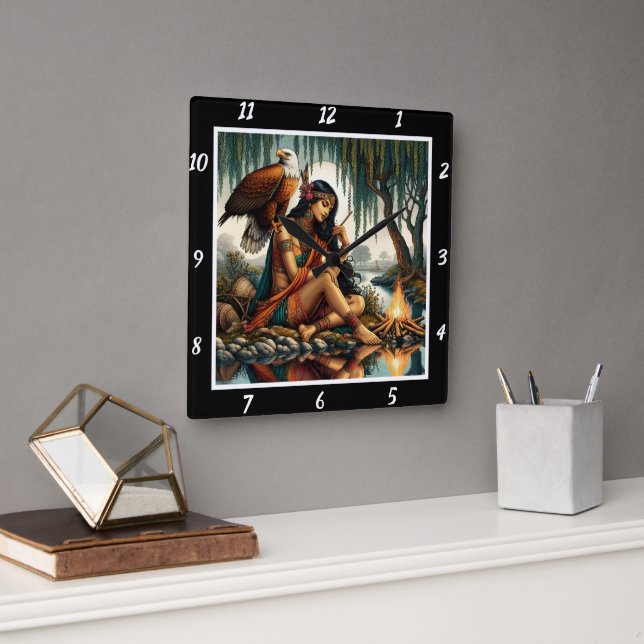 Hemligheter: Eagles Glance Måne Glow Fyrkantig Klocka (Kontor)