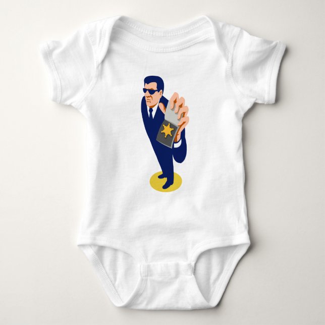 Hemligt agent som visar ID-bricka-retro T Shirt (Framsida)
