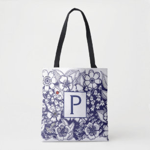 Hemligt Garden-Monogram, allt-över-utskrift, tote Tygkasse