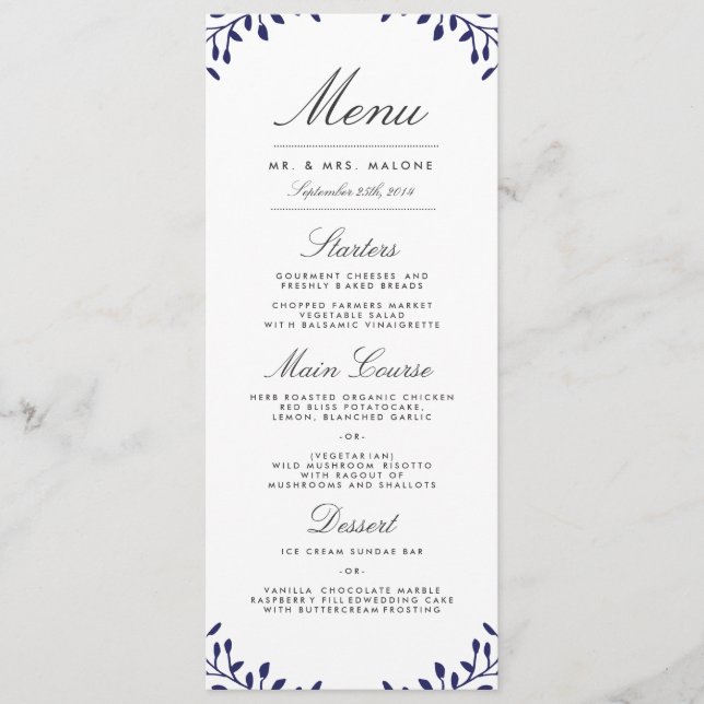 Hemligt Garden Wedding Dinner Menu - flottan Meny (Framsida)