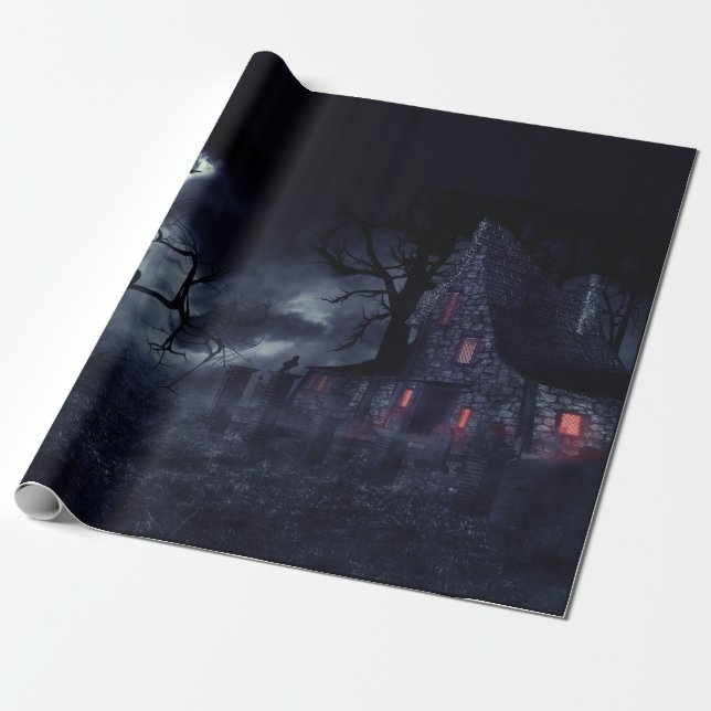 Hemligt hus i dimma och kråkor presentpapper (Utrullad)