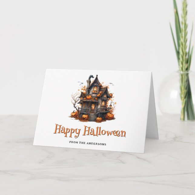 Hemligt husrum-pumpkins Ghost Halloween-kort Helgkort (Framsida)
