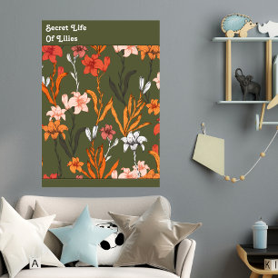 Hemligt liv för Lilies Botanical Canvastryck