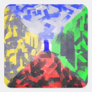 Hemligt rum Modern Abstrakt - originalfärgad konst Fyrkantigt Klistermärke