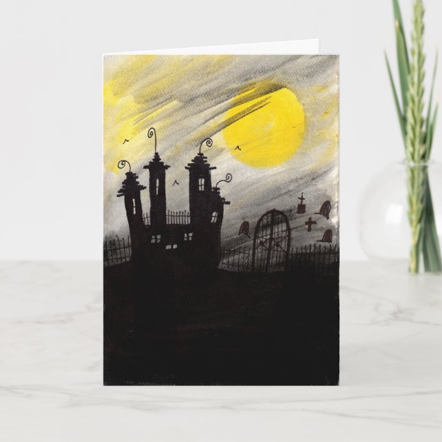Hemligt Watercolor Halloween-kort Kort (Framsida)