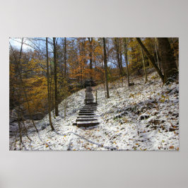 Hemlock Cliffs with Light Snö, Indiana Poster