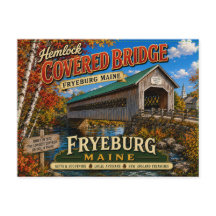 Hemlock Covered Bridge Fryeburg Maine Vykort