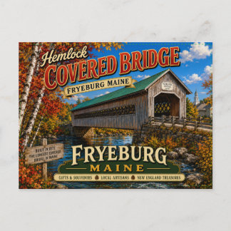 Hemlock Covered Bridge Fryeburg Maine Vykort