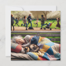 Hemlös Dam Napping på en parkbench