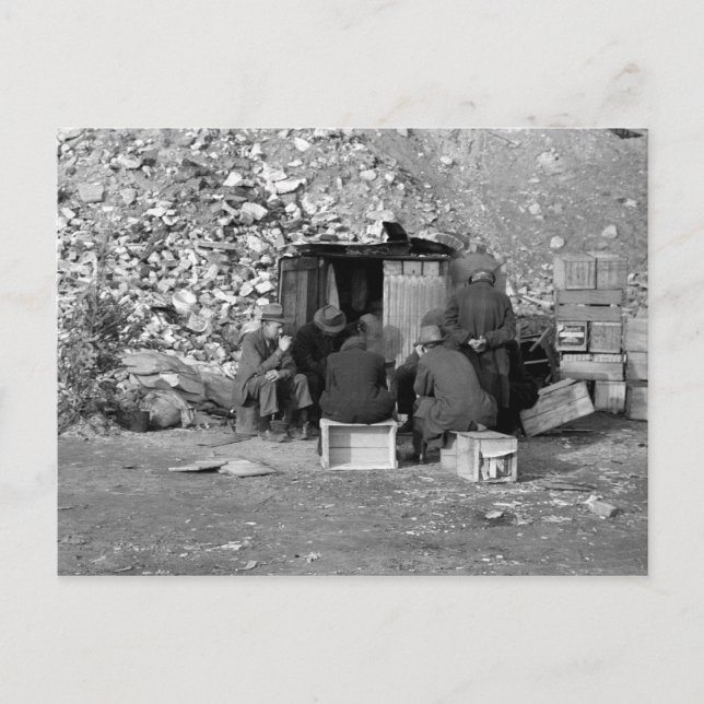 Hemlösa och arbetslösa 1938 vykort (Framsida)