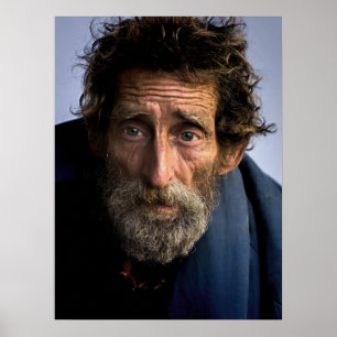 Hemlösa och hjälplösa Bearded Man Poster