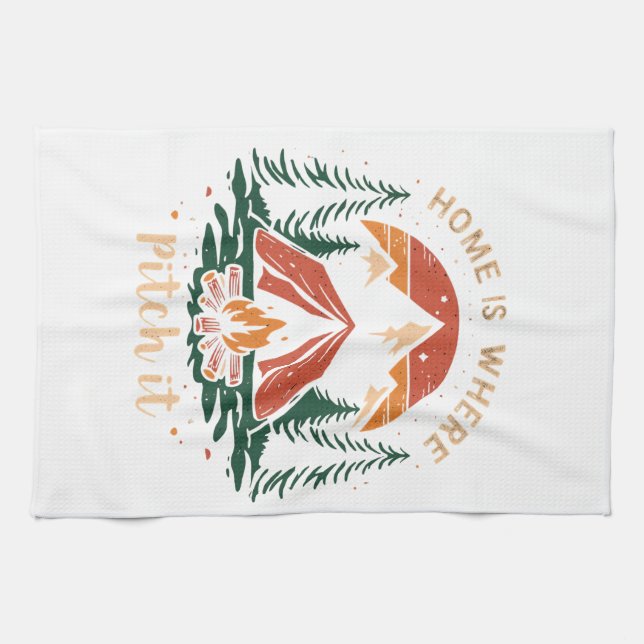 Hemma är där du klipper skjortan, campar t-shirt kökshandduk (Horisontell)