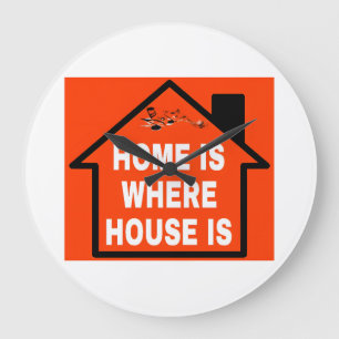 HEMMA ÄR DÄR HUS ET HAR VIT FONTA ORANGE BG STOR KLOCKA