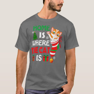 HEMMA ÄR DÄR KATTEN ÄR T SHIRT