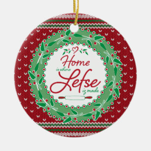 Hemma är där Lefse är gjort! Julgransprydnad Keramik