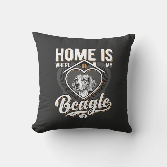 Hemma är där min beagle är_1 kudde (Framsida)