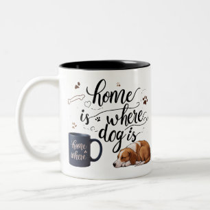Hemma där Hund är - Mysiga blå tvåtona Mugg