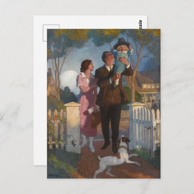 Hemma, efter dagen då N. C. Wyeth arbetade Vykort (Fram/baksida)