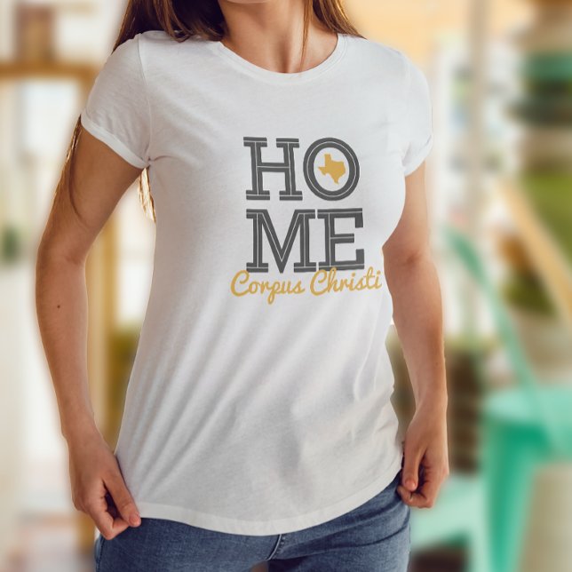 HEMMA - Fet Brev & Texas Shape Grått Gult T Shirt (Skapare uppladdad)