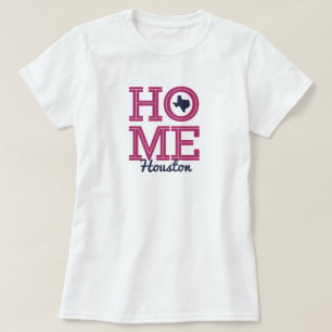 HEMMA - Fet Brev & Texas Shape Navy Blue Rosa T Shirt