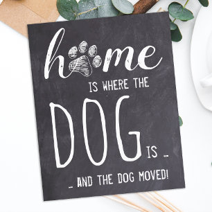 Hemma för budget där Hund är meddelande om Flytta