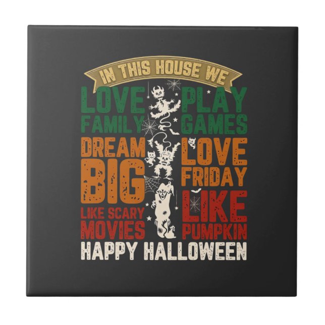 Hemma Glad Halloween Monster Spindelnät Kakelplatta (Framsidan)