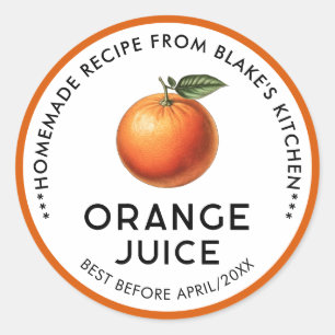 Hemma Gör Orangejuice Förvarings Etiketter