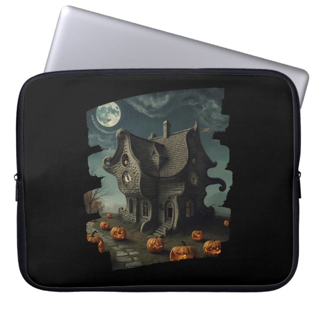 Hemma Halloween House med Pumpkins & Full Moon Laptop Fodral (Framsidan)