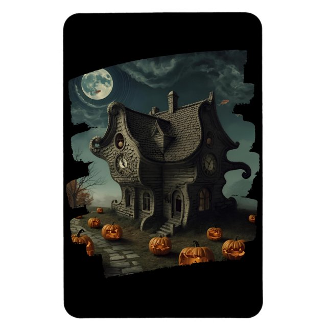 Hemma Halloween House med Pumpkins & Full Moon Magnet (Vertikal)