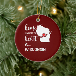 Hemma hos Wisconsin är hjärtat Julgransprydnad Keramik