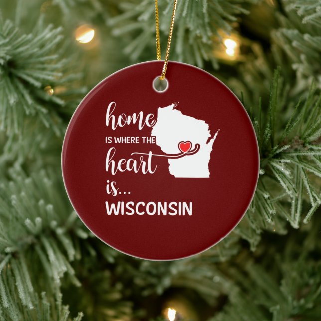 Hemma hos Wisconsin är hjärtat Julgransprydnad Keramik (Träd)