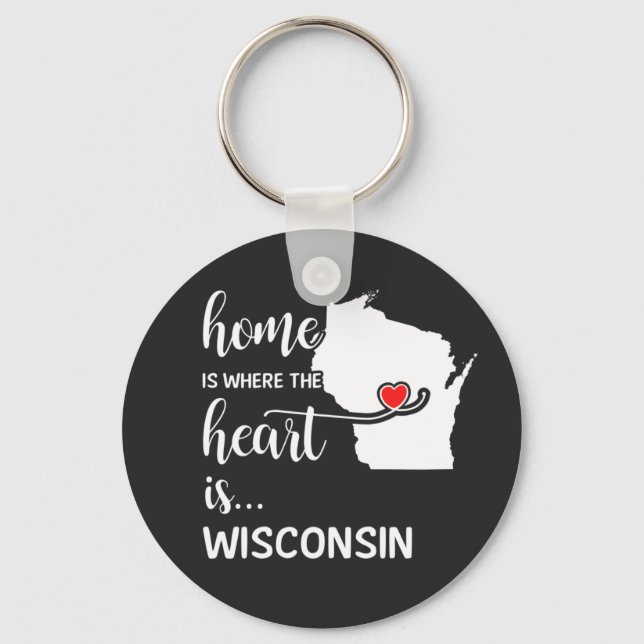 Hemma hos Wisconsin är hjärtat Nyckelring (Framsida)