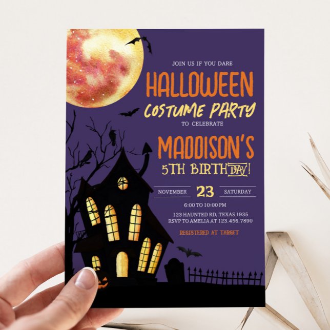 Hemma House Halloween Birthday Costume Party Inbjudningar (Halloween Birthday Costume Party Invitation)