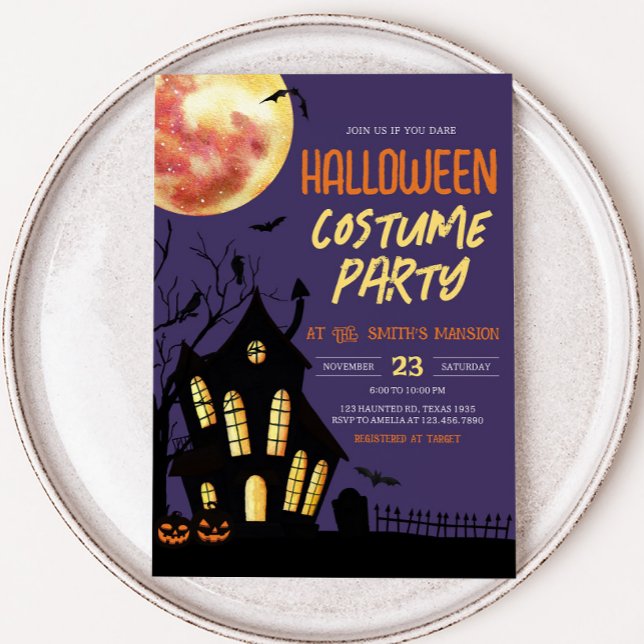 Hemma House Halloween Costume Party Inbjudningar (Halloween Costume Party Invitation)
