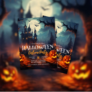 Hemma House Halloween Costume Party Inbjudningar