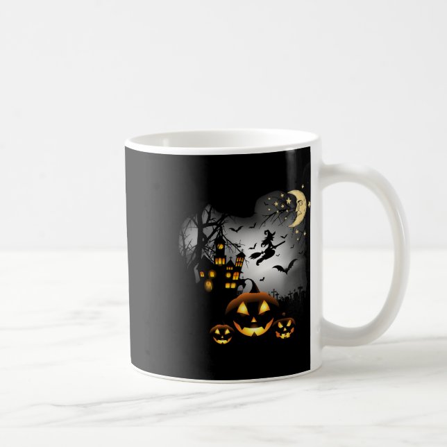 Hemma hus - flygande Witch - Jack o lantern Kaffemugg (Höger)