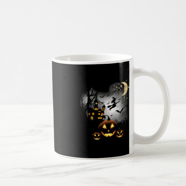Hemma hus - flygande Witch - Jack o lantern Kaffemugg (Höger)