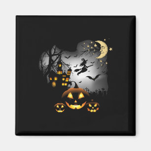 Hemma hus - flygande Witch - Jack o lantern Magnet