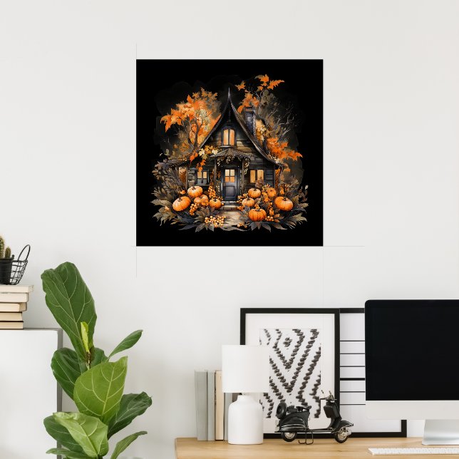 Hemma hus med Pumpkins Halloween Poster (Hemmakontoret)