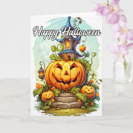 Hemma hus och Halloween Pumpkin Kort