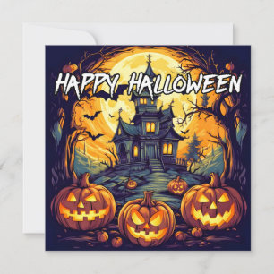 Hemma hus och pumpor HAPPY HALLOWEEN Kort