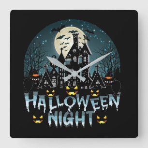 Hemma hus, Scary Halloween Natt Fyrkantig Klocka