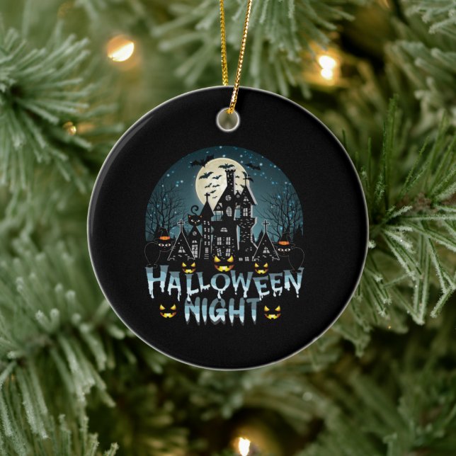 Hemma hus, Scary Halloween Natt Julgransprydnad Keramik (Träd)
