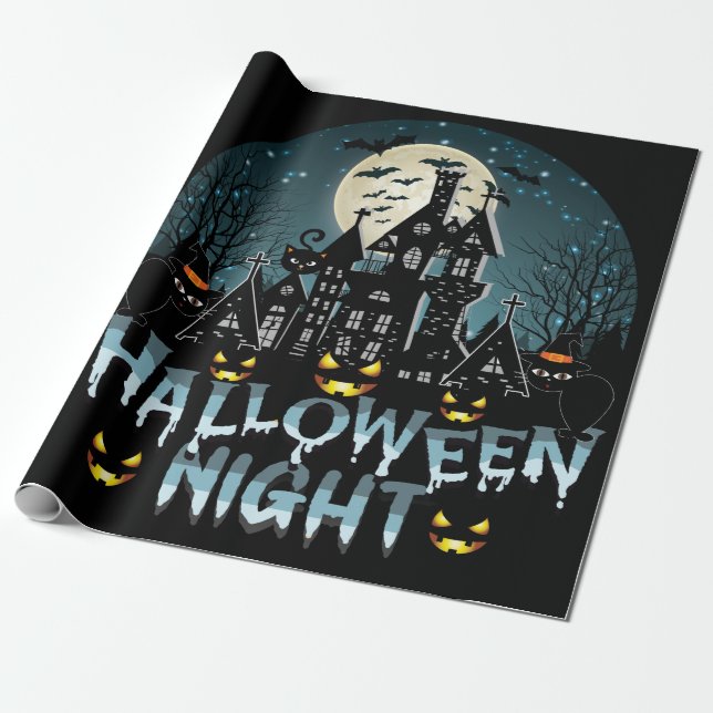Hemma hus, Scary Halloween Natt Presentpapper (Utrullad)