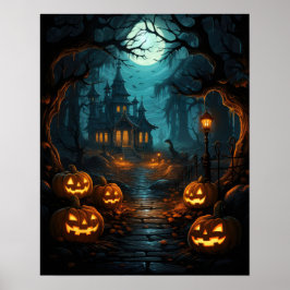 Hemma hus under Moonlit Halloween Poster