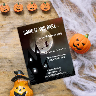 Hemma hus, Witch och Full Moon Halloween Vykort